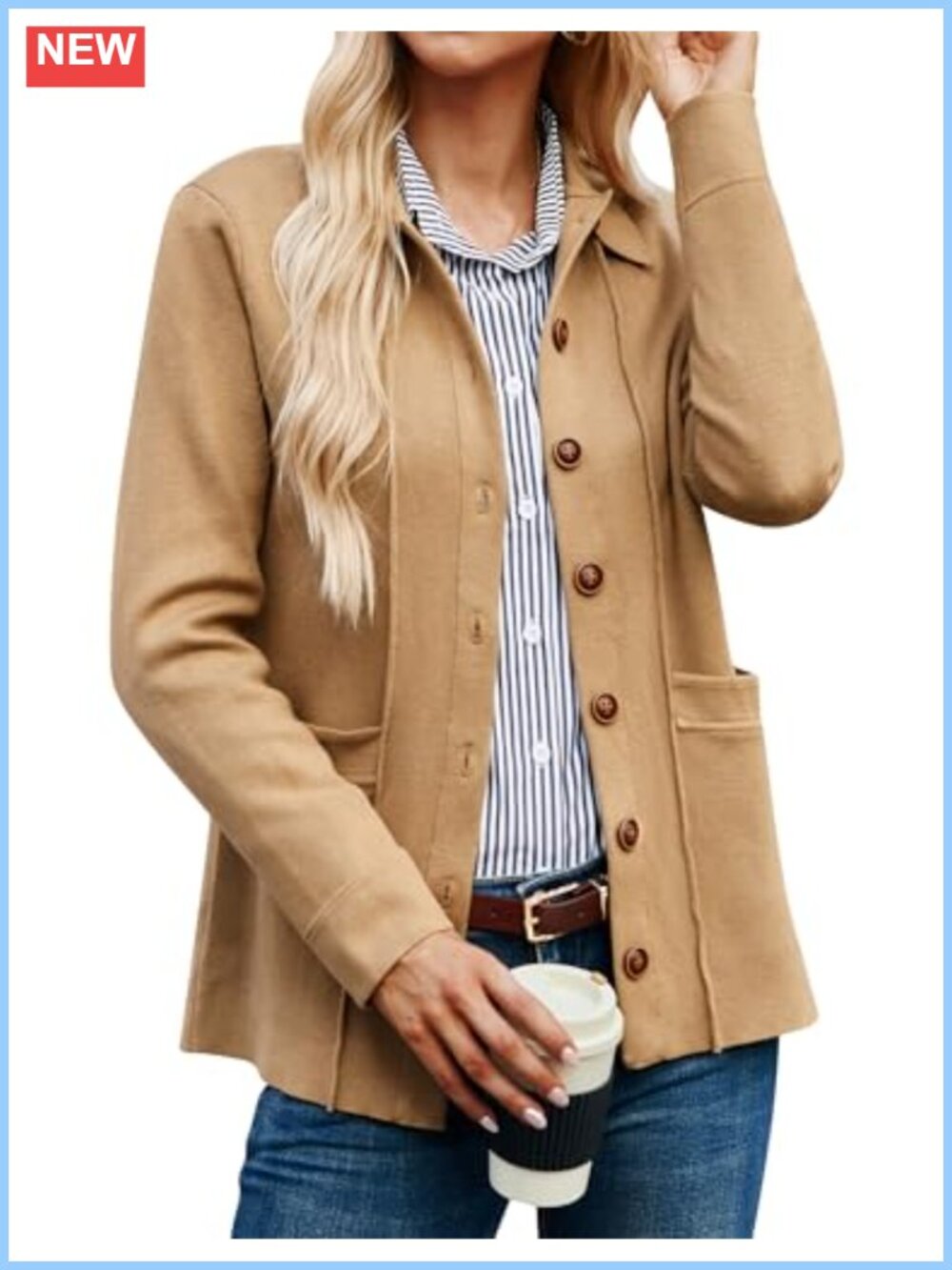 Women's Button Down Cardigan Sweater Soft Knit V Neck with Pocket